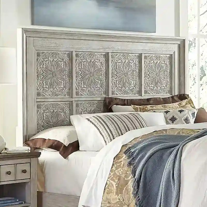 Heartland Antique White Tobacco Queen Decorative Panel Headboard