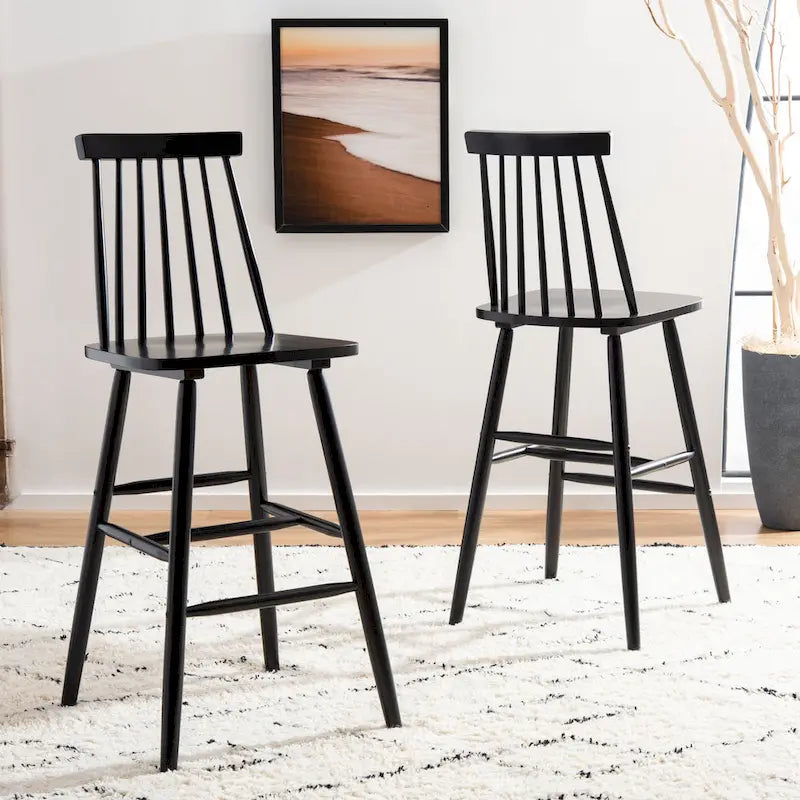 SAFAVIEH Texie 30-In. Spindle Farmhouse Bar Stool (Set of 2) - 19.3  x 20.9  x 44.2  - 19Wx21Dx45H
