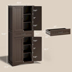 66.5 Tall Freestanding White Kitchen Food Storage Cabinet with Metal Slide Drawers with Flip-Flops