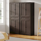 66.5 Tall Freestanding White Kitchen Food Storage Cabinet with Metal Slide Drawers with Flip-Flops