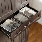 66.5 Tall Freestanding White Kitchen Food Storage Cabinet with Metal Slide Drawers with Flip-Flops