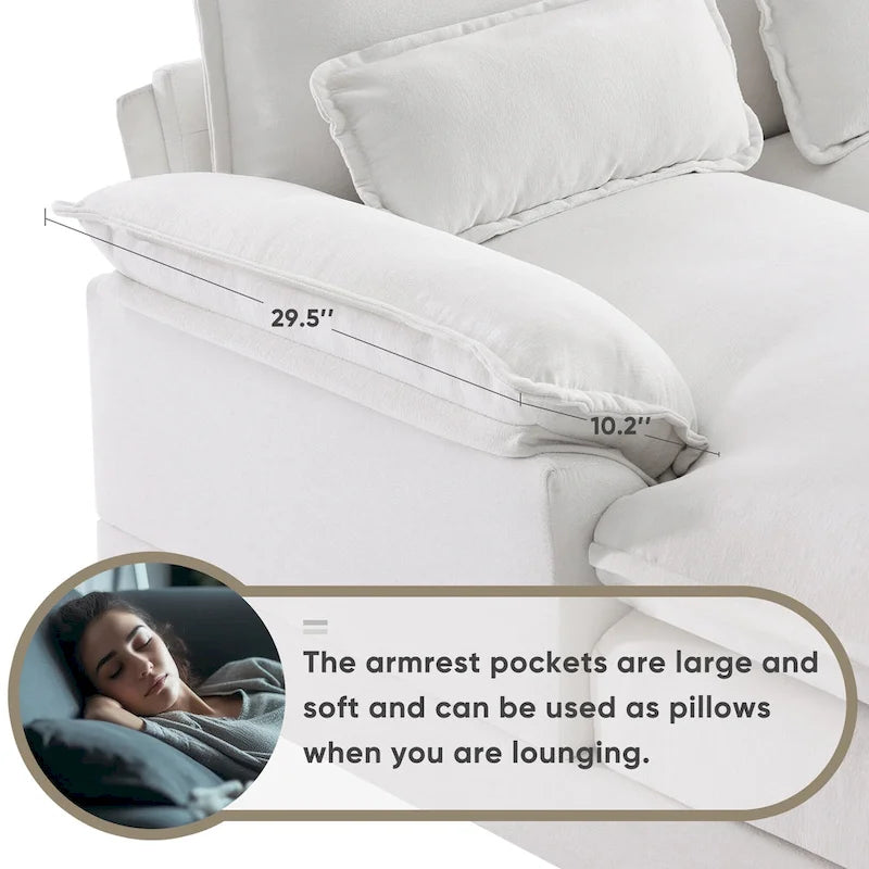 [VIDEO provided][New]123*55  Modern U-shaped Sofa with Console,Cupholders and USB Ports,6-seat Upholstered Symmetrical Indoor Fu