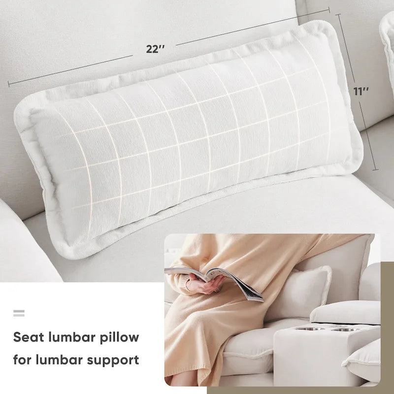 [VIDEO provided][New]123*55  Modern U-shaped Sofa with Console,Cupholders and USB Ports,6-seat Upholstered Symmetrical Indoor Fu