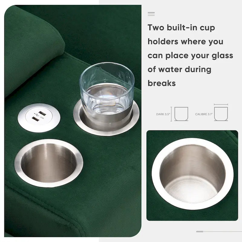 [VIDEO provided][New]123*55  Modern U-shaped Sofa with Console,Cupholders and USB Ports,6-seat Upholstered Symmetrical Indoor Fu