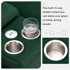 [VIDEO provided][New]123*55  Modern U-shaped Sofa with Console,Cupholders and USB Ports,6-seat Upholstered Symmetrical Indoor Fu