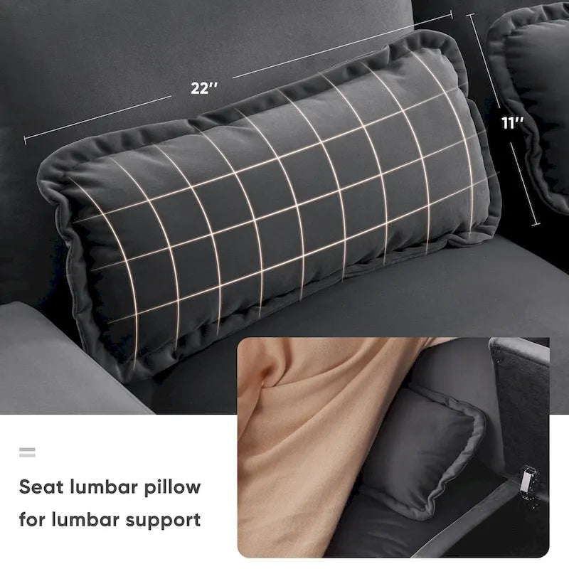 [VIDEO provided][New]123*55  Modern U-shaped Sofa with Console,Cupholders and USB Ports,6-seat Upholstered Symmetrical Indoor Fu