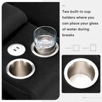 [VIDEO provided][New]123*55  Modern U-shaped Sofa with Console,Cupholders and USB Ports,6-seat Upholstered Symmetrical Indoor Fu