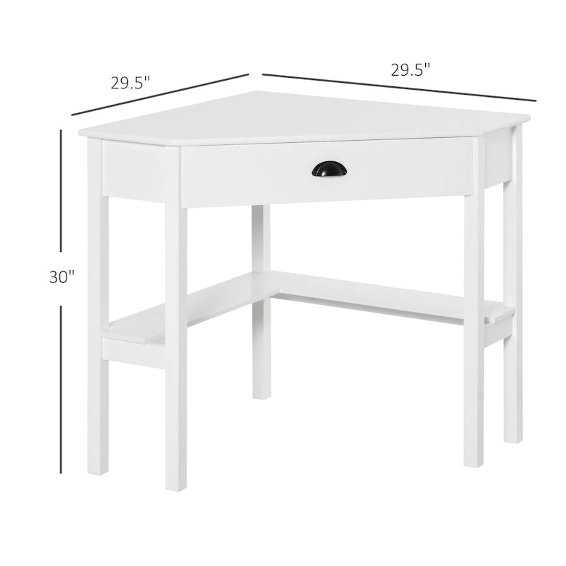 HOMCOM Corner Desk, Triangle Computer Desk with Drawer and Storage Shelves for Small Space
