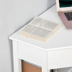 HOMCOM Corner Desk, Triangle Computer Desk with Drawer and Storage Shelves for Small Space
