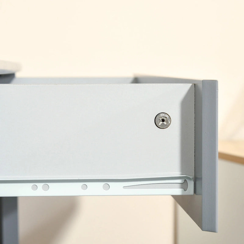 HOMCOM Corner Desk, Triangle Computer Desk with Drawer and Storage Shelves for Small Space