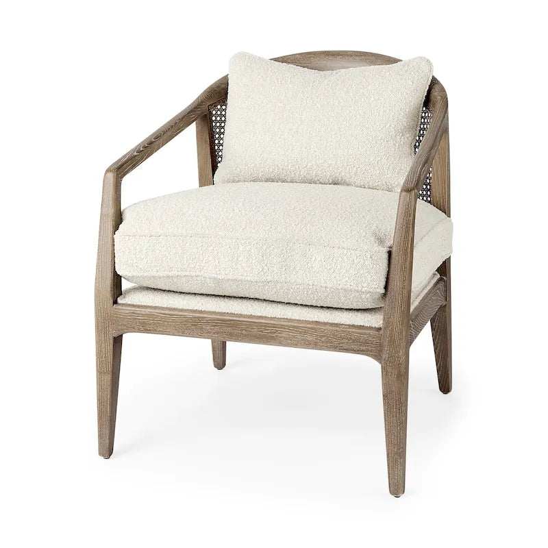 Landon Wood and Fabric w/Cane Accent Chair