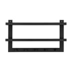 Danya B. 2-Tier Wall Shelf with 5 Hanging Hooks - Entryway or Bathroom