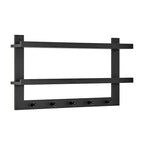 Danya B. 2-Tier Wall Shelf with 5 Hanging Hooks - Entryway or Bathroom