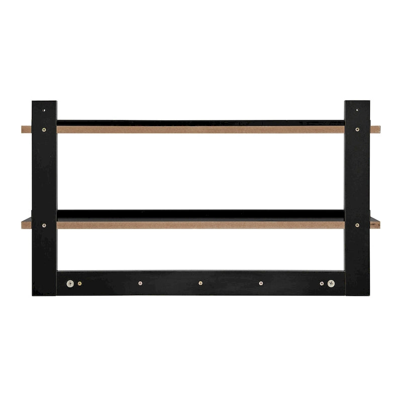 Danya B. 2-Tier Wall Shelf with 5 Hanging Hooks - Entryway or Bathroom