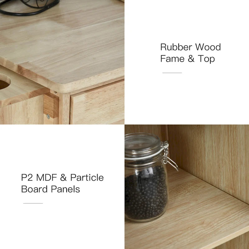 HOMCOM Wooden Rolling Kitchen Island Utility Storage Cart with Drawers, Door Cabinets, and Towel Rack for Dining Room