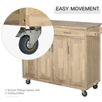 HOMCOM Wooden Rolling Kitchen Island Utility Storage Cart with Drawers, Door Cabinets, and Towel Rack for Dining Room