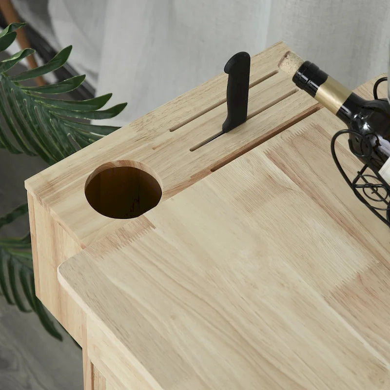 HOMCOM Wooden Rolling Kitchen Island Utility Storage Cart with Drawers, Door Cabinets, and Towel Rack for Dining Room