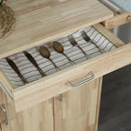 HOMCOM Wooden Rolling Kitchen Island Utility Storage Cart with Drawers, Door Cabinets, and Towel Rack for Dining Room