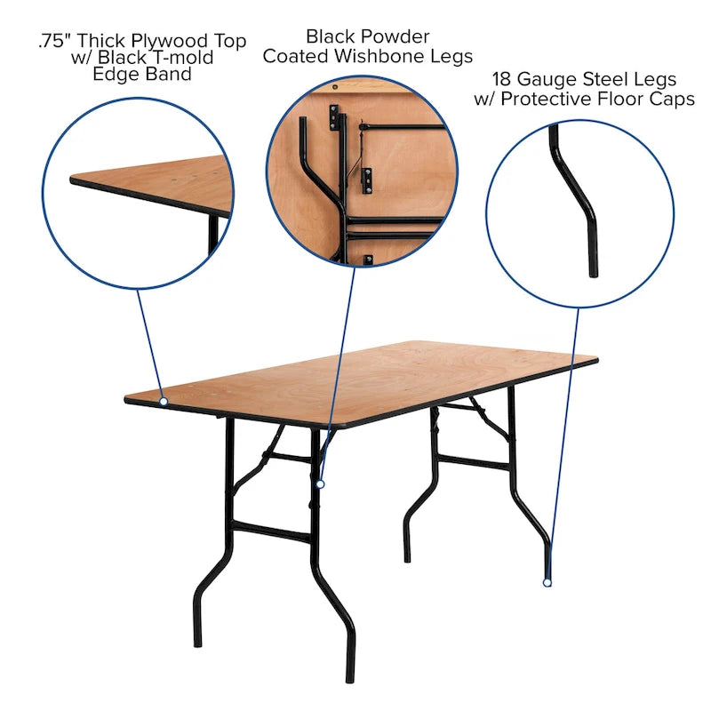 Natural Wood Folding Table