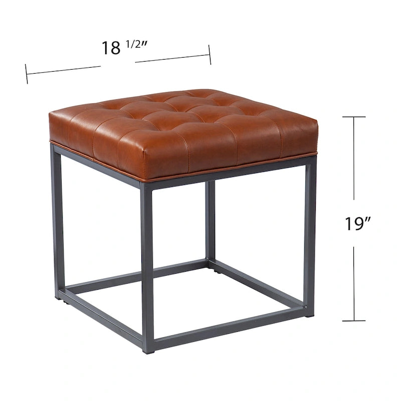 SEI Furniture Healy Saddle Brown Mini Ottoman