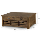 Stratton Rustic Warm Nutmeg Lift Top Storage Coffee Table with Casters