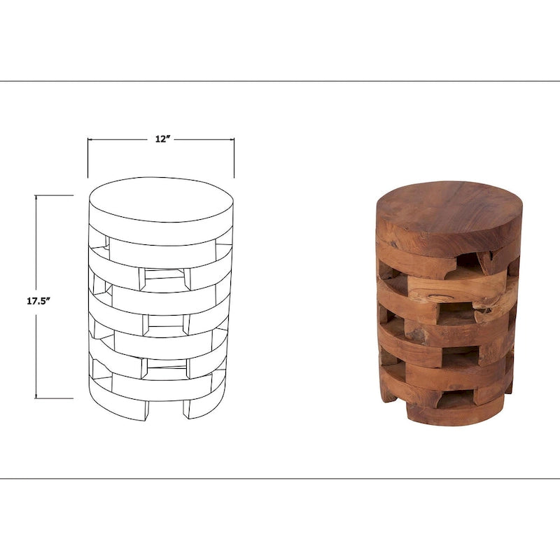 Solid Wood Open Slat Round Accent Table by East at Main