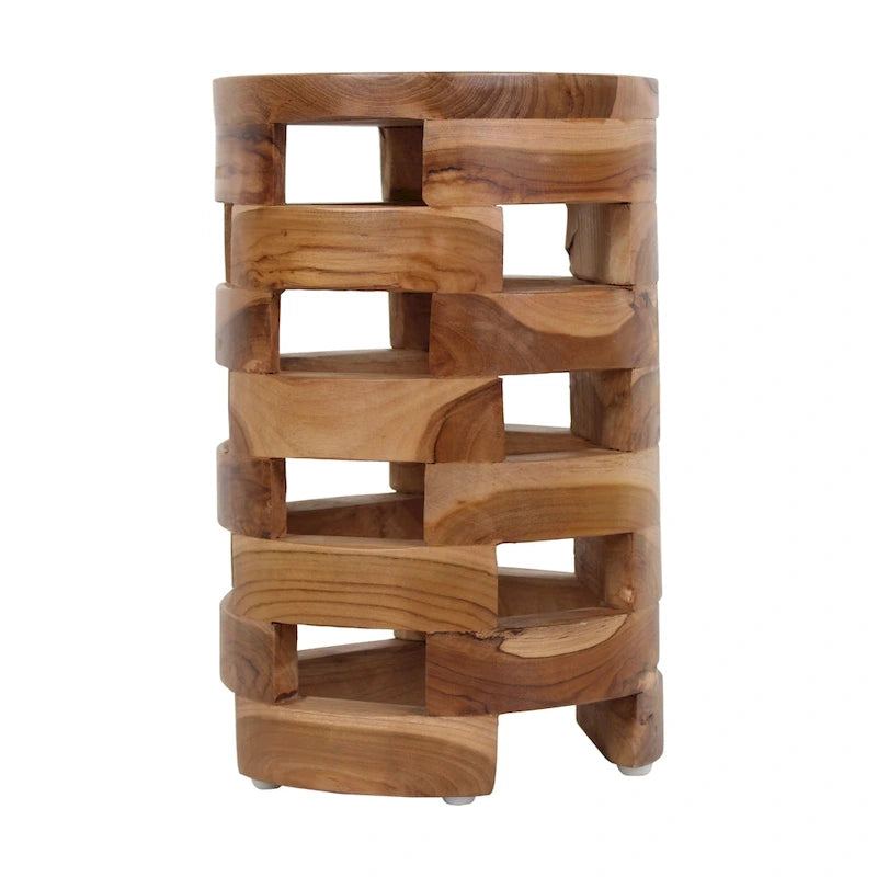 Solid Wood Open Slat Round Accent Table by East at Main