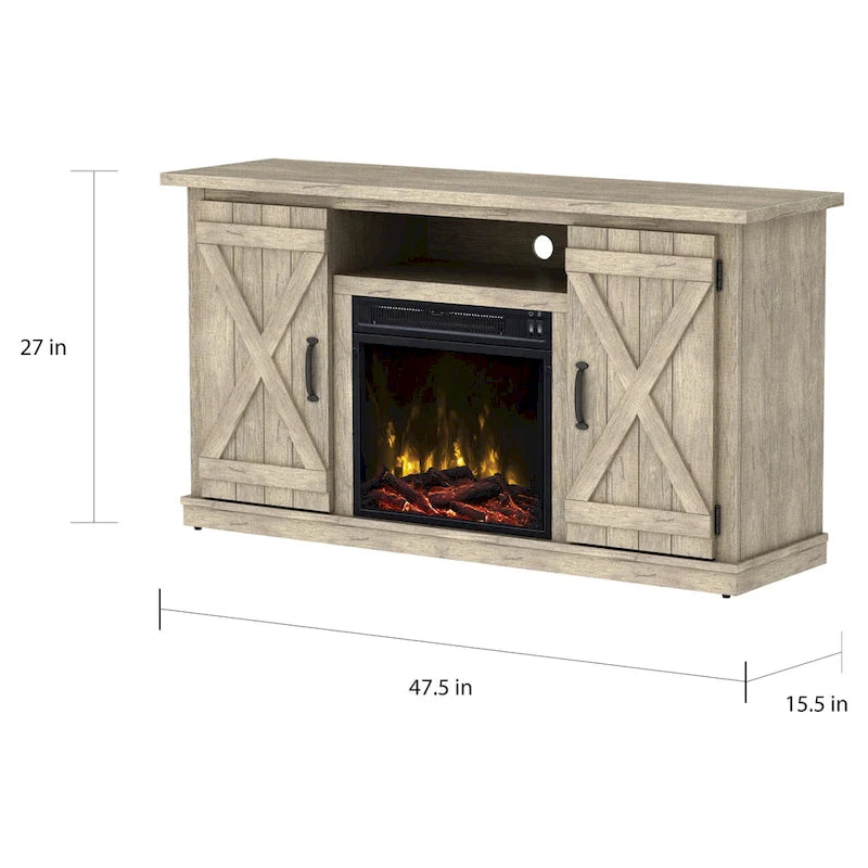 Cottonwood Fireplace TV Stand for TVs up to 55 , Ashland Pine - 47.5 inches in width