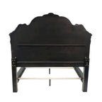 Splendidly Carved Queen Wooden Bed, Dark Walnut And Veneer Finish