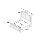 Splendidly Carved Queen Wooden Bed, Dark Walnut And Veneer Finish