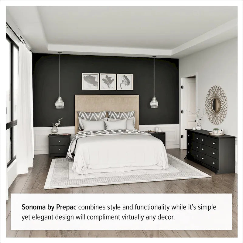 Prepac Sonoma 6 Drawer Dresser for Bedroom, Tall Chest of Drawers, Bedroom Furniture, Clothes Storage and Organizer