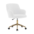 Porthos Home Tana Swivel Office Chair, Teddy Fabric, Gold Chrome Legs