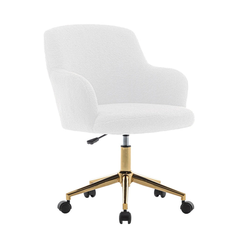Porthos Home Tana Swivel Office Chair, Teddy Fabric, Gold Chrome Legs
