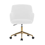 Porthos Home Tana Swivel Office Chair, Teddy Fabric, Gold Chrome Legs