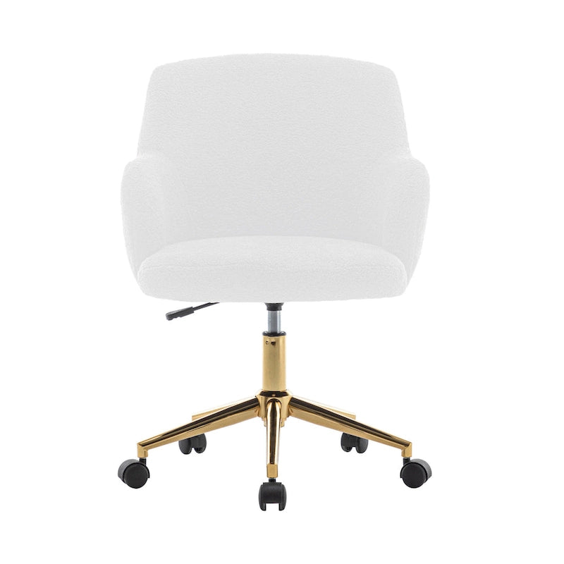 Porthos Home Tana Swivel Office Chair, Teddy Fabric, Gold Chrome Legs