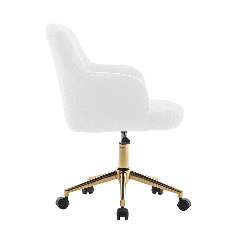 Porthos Home Tana Swivel Office Chair, Teddy Fabric, Gold Chrome Legs
