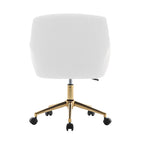 Porthos Home Tana Swivel Office Chair, Teddy Fabric, Gold Chrome Legs