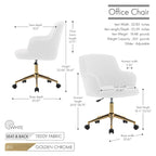 Porthos Home Tana Swivel Office Chair, Teddy Fabric, Gold Chrome Legs