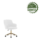 Porthos Home Tana Swivel Office Chair, Teddy Fabric, Gold Chrome Legs