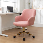 Porthos Home Tana Swivel Office Chair, Teddy Fabric, Gold Chrome Legs