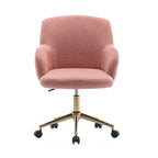 Porthos Home Tana Swivel Office Chair, Teddy Fabric, Gold Chrome Legs