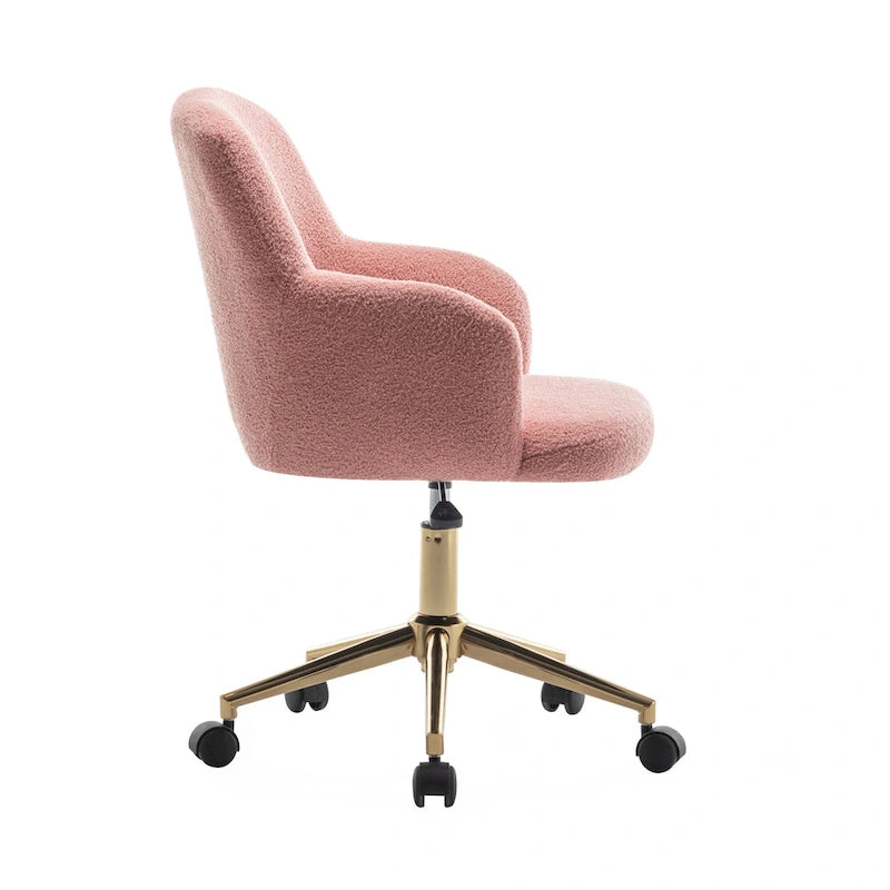 Porthos Home Tana Swivel Office Chair, Teddy Fabric, Gold Chrome Legs