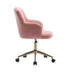 Porthos Home Tana Swivel Office Chair, Teddy Fabric, Gold Chrome Legs