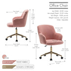 Porthos Home Tana Swivel Office Chair, Teddy Fabric, Gold Chrome Legs