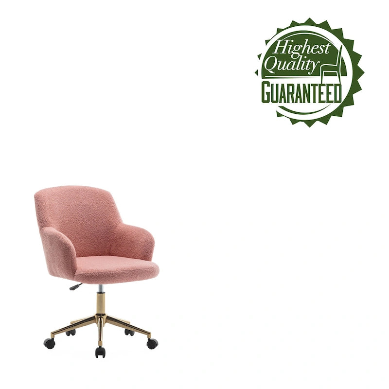 Porthos Home Tana Swivel Office Chair, Teddy Fabric, Gold Chrome Legs