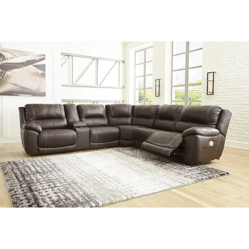 Signature Design by Ashley Dunleith Brown 6-Piece Power Reclining Sectional - 136 W x 123 D x 43 H