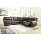 Signature Design by Ashley Dunleith Brown 6-Piece Power Reclining Sectional - 136 W x 123 D x 43 H