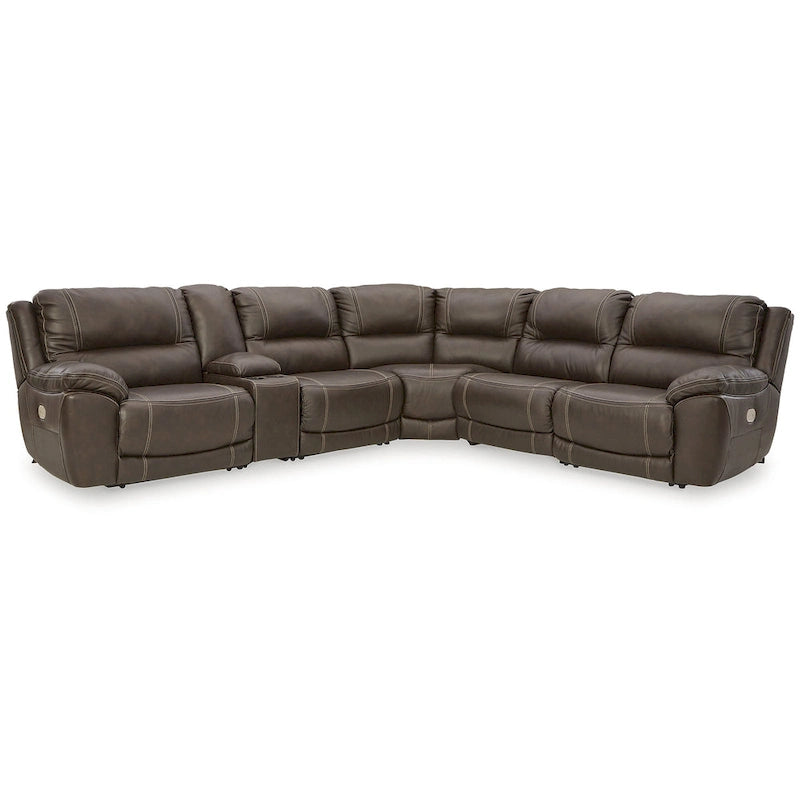 Signature Design by Ashley Dunleith Brown 6-Piece Power Reclining Sectional - 136 W x 123 D x 43 H