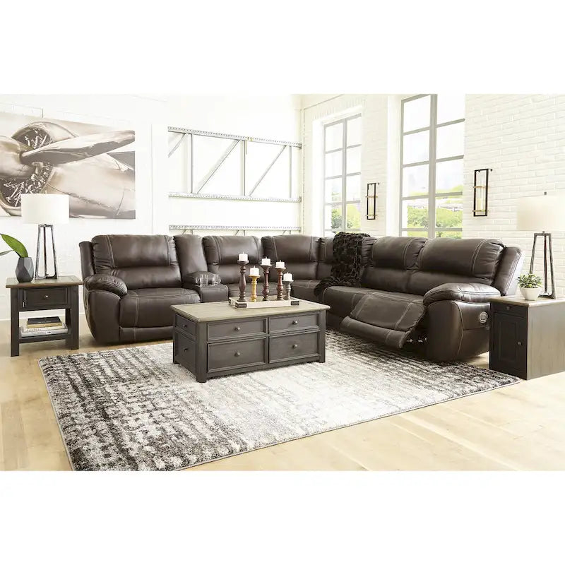 Signature Design by Ashley Dunleith Brown 6-Piece Power Reclining Sectional - 136 W x 123 D x 43 H