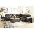 Signature Design by Ashley Dunleith Brown 6-Piece Power Reclining Sectional - 136 W x 123 D x 43 H